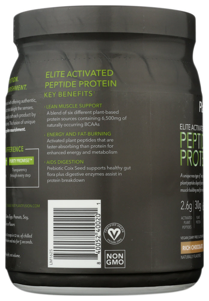 Plantfusion: Elite Activated Peptide Protein Rich Chocolate, 15.87 Oz