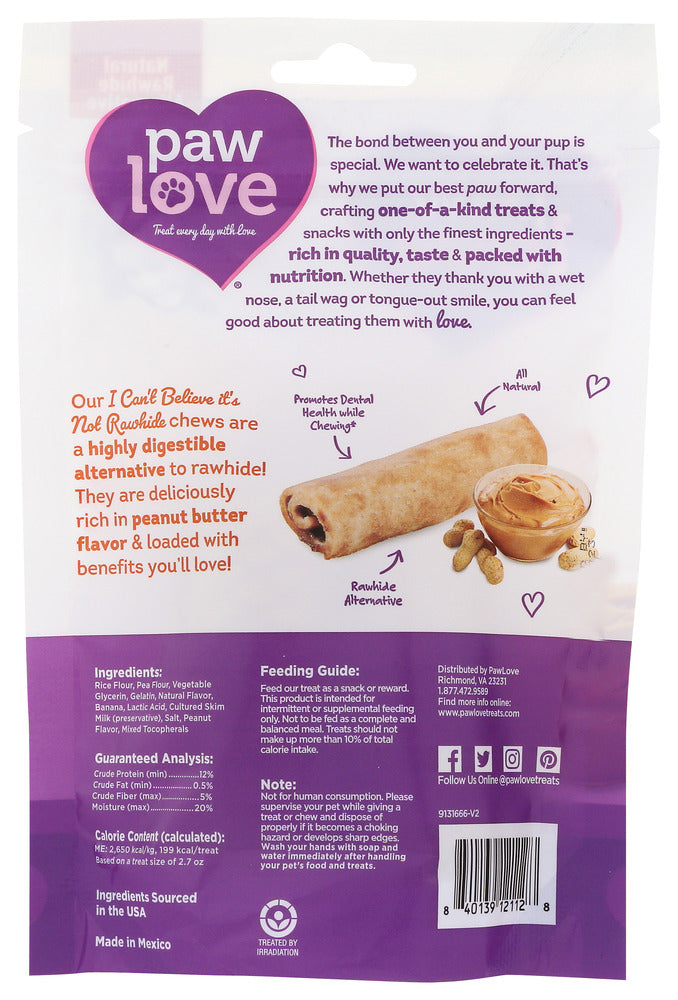 Paw Love: Not Rawhide Peanut Butter, 2 Pc