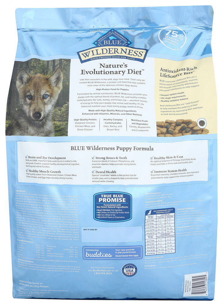 Blue Buffalo: Dog Food Pppy Chc Wldrns, 13 Lb