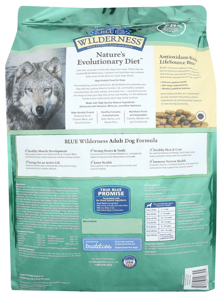 Blue Buffalo: Dog Food Adlt Dck Wldrns, 13 Lb