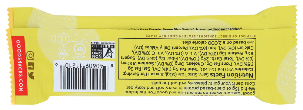 Good Snacks: Lemon Protein Bar, 2.12 Oz