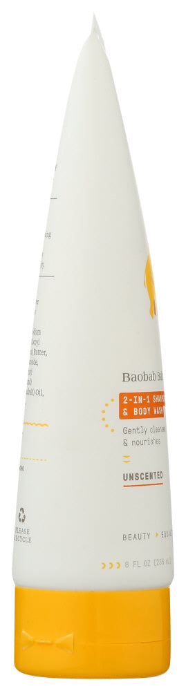 Alaffia: Baobab Baby Unscented 2In1 Shampoo & Body Wash, 8 Fo