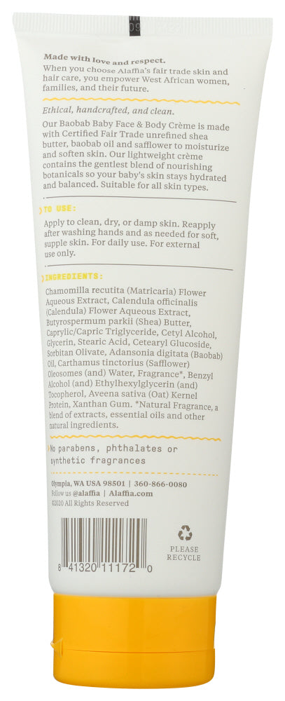 Alaffia: Baobab Baby Face Body Creme Chamomile, 8 Fo