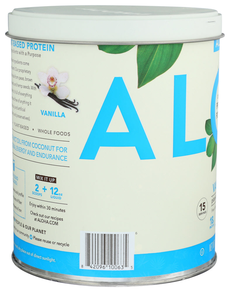 Aloha: Organic Vanilla Protein Powder, 1 Lb