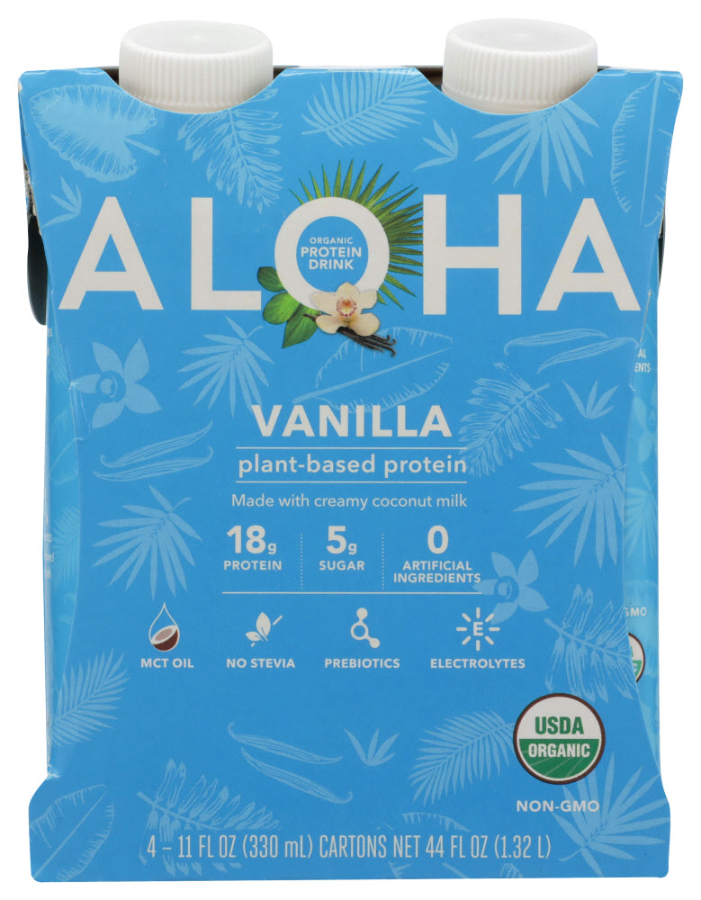 Aloha: Vanilla Protein Drink 4Pk, 44 Fo