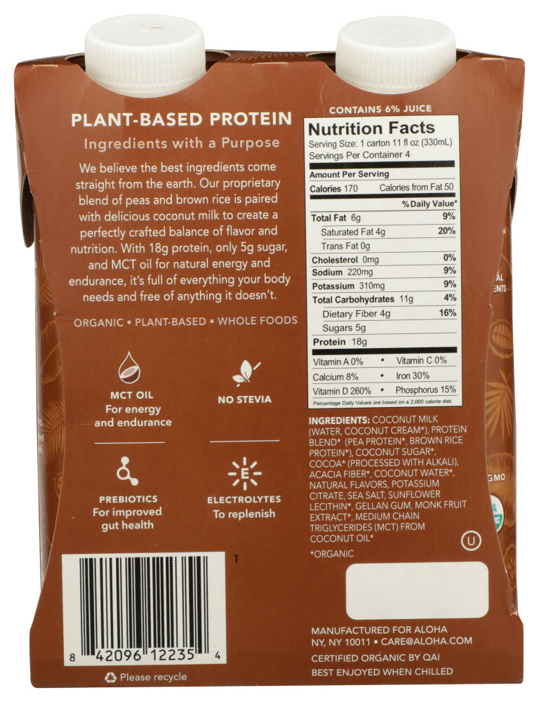 Aloha: Chocolate Sea Salt Protein Drink 4Pk, 44 Fo