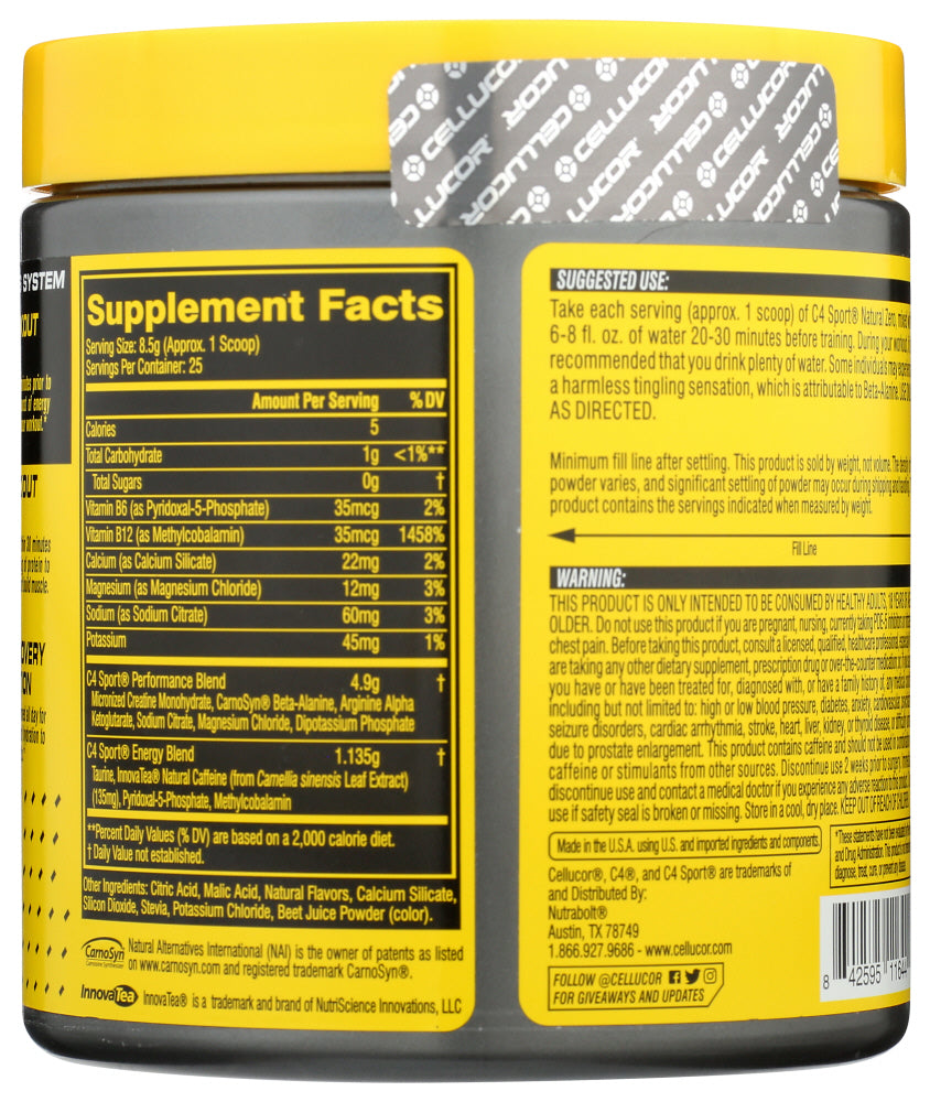 Cellucor: C4 Sport Natural Zero Strawberry Lemonade, 7.5 Oz