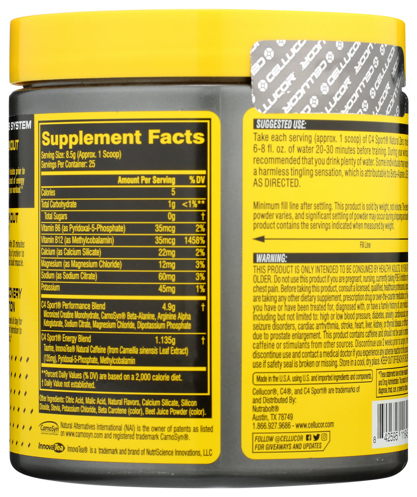 Cellucor: C4 Sport Natural Zero Mango, 212.5 Gm