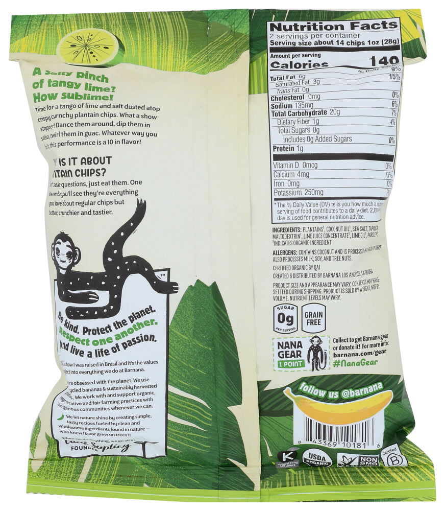 Barnana: Acapulco Lime Plantain Chips, 2 Oz