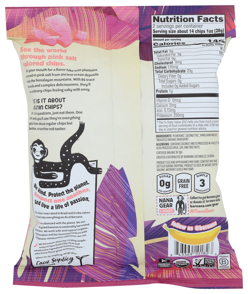 Barnana: Himalayan Pink Salt Plantain Chips, 2 Oz