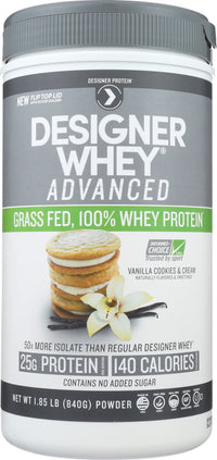 Designer Protein Whey: Advanced Vanilla Cookies & Cream Powder, 1.85 Lb