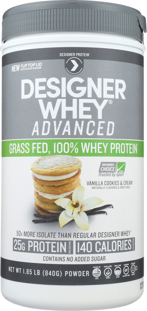 Designer Protein Whey: Advanced Vanilla Cookies & Cream Powder, 1.85 Lb