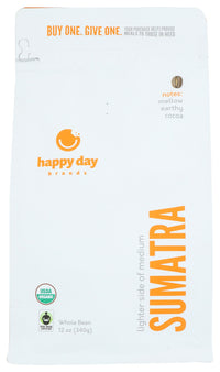 Happy Day Brands: Coffee Sumatra Whle Bean, 12 Oz