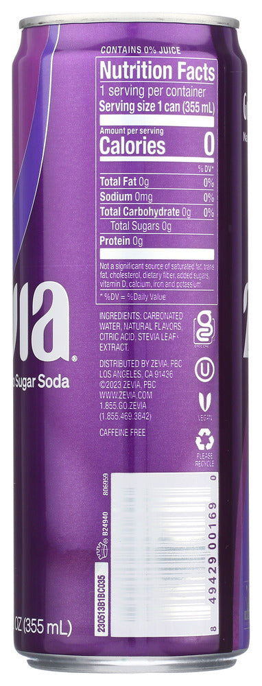 Zevia: Grape Soda, 12 Fo