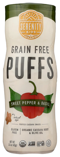 Serenity Kids: Sweet Pepper And Basil Grain Free Puffs With Olive Oil, 1.5 Oz