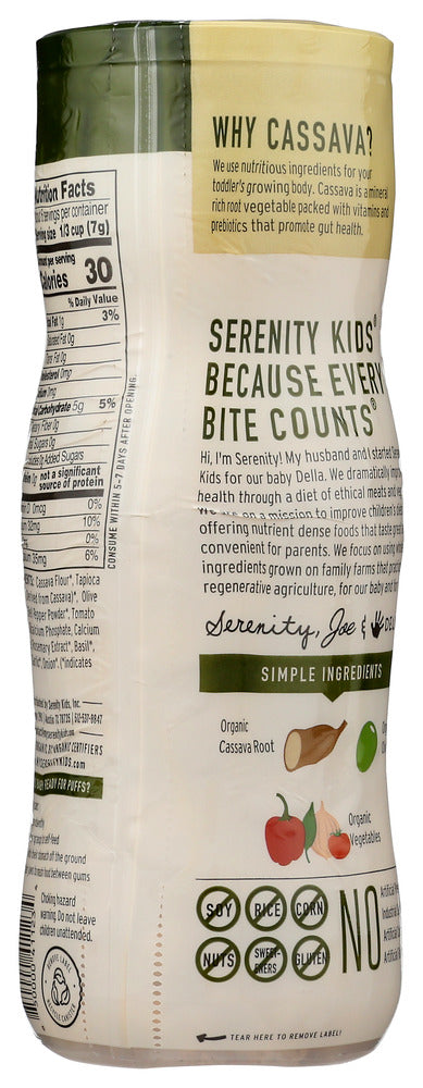 Serenity Kids: Sweet Pepper And Basil Grain Free Puffs With Olive Oil, 1.5 Oz