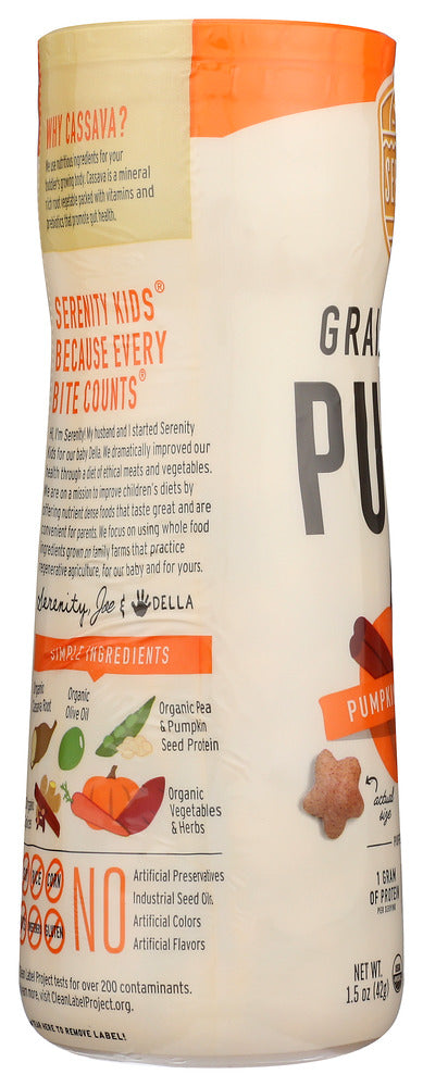 Serenity Kids: Pumpkin And Cinnamon Grain Free Puffs With Olive Oil, 1.5 Oz