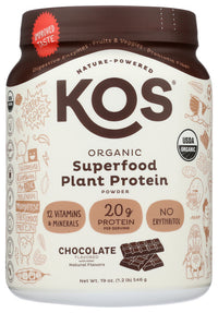 Kos: Chocolate Organic Plant Protein, 20.6 Oz