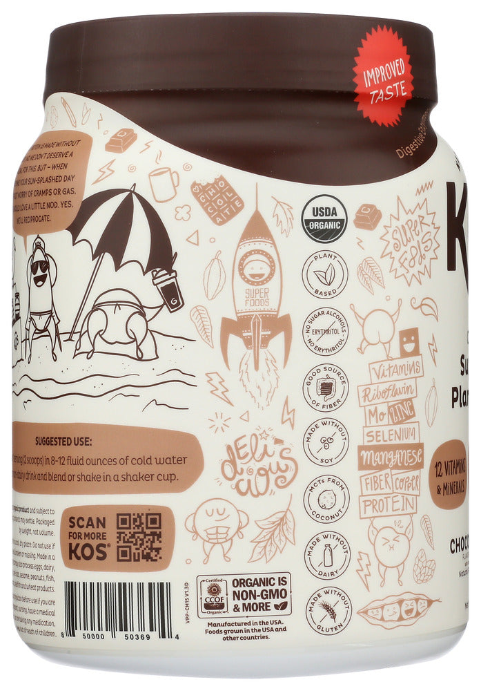 Kos: Chocolate Organic Plant Protein, 20.6 Oz