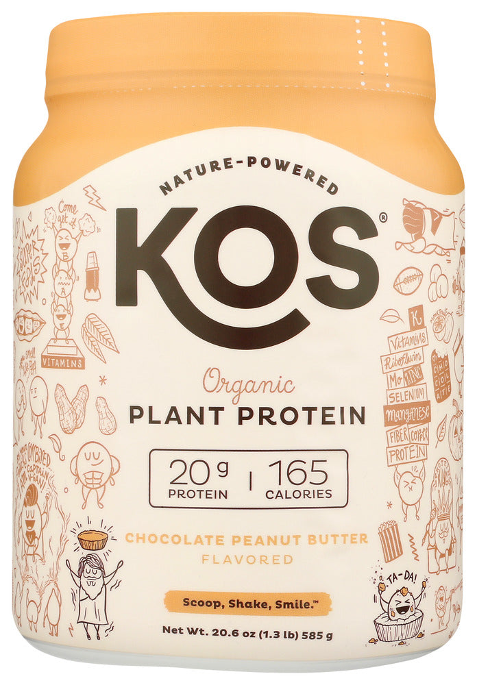 Kos: Chocolate Peanut Butter Organic Plant Protein, 20.6 Oz