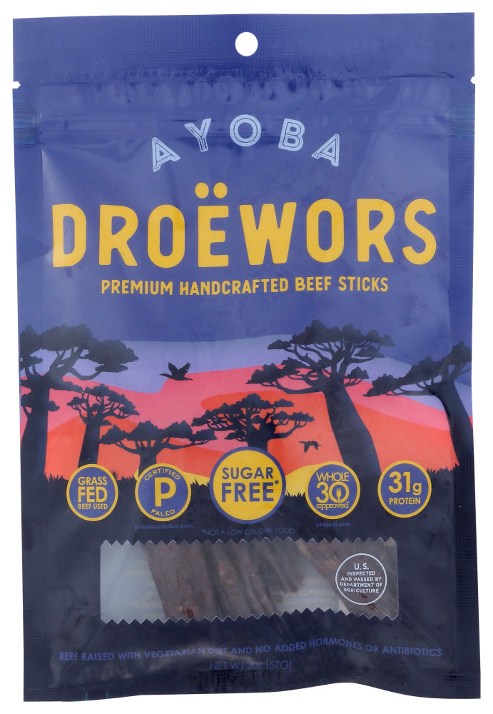 Ayoba: Droewors Premium Beef Sticks, 2 Oz