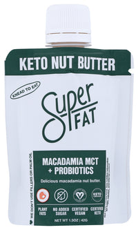 Superfat: Macadamia Mct Plus Probiotics Keto Nut Butter, 1.5 Oz