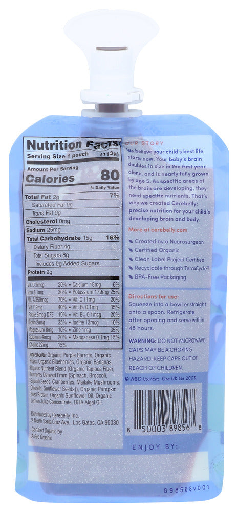 Cerebelly: Smoothie Carrot Blueberry, 4 Oz