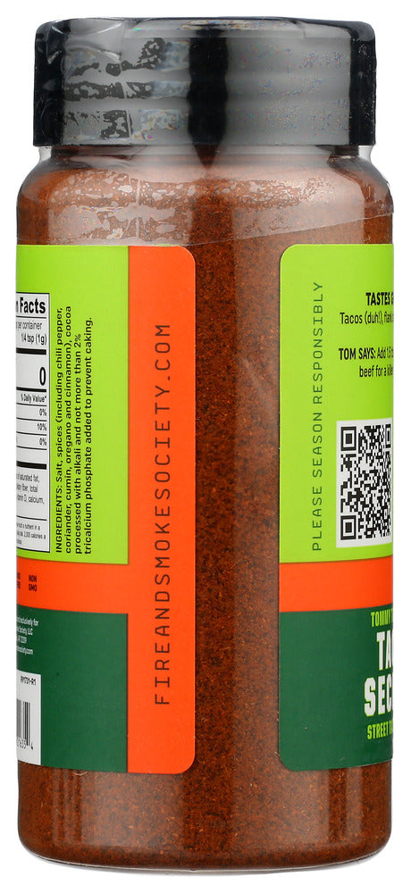 Fire And Smoke: Taco Secret Street Taco Blend Seasoning, 10 Oz