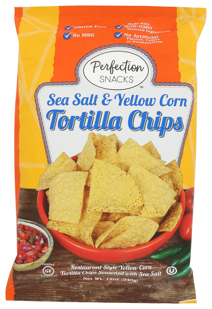 Perfection Snacks: Sea Salt Yellow Corn Tortilla Chips, 12 Oz