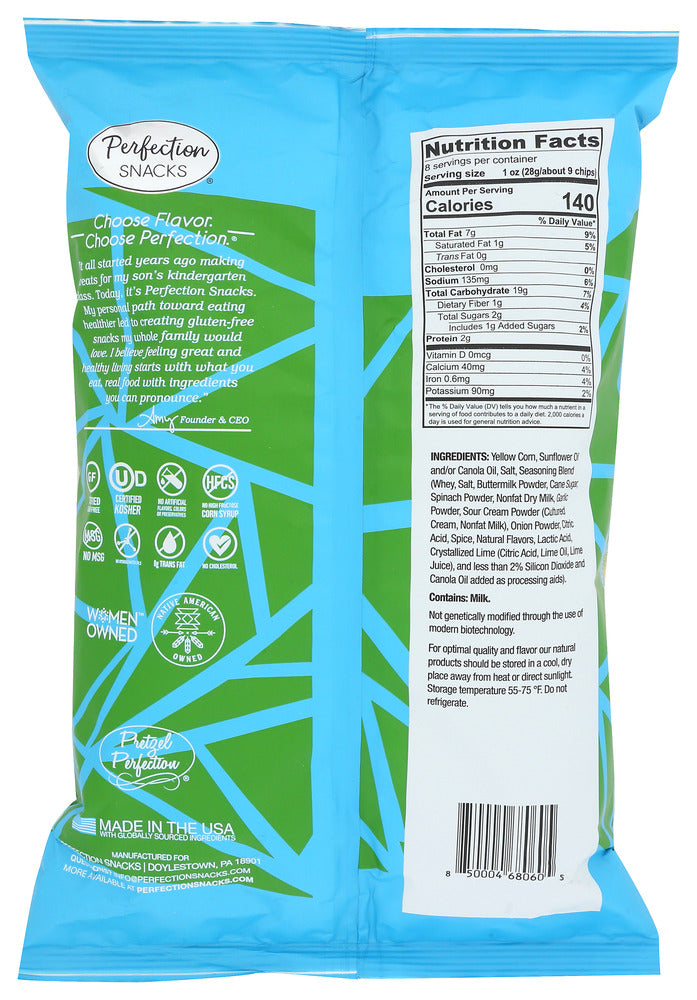 Perfection Snacks: Avocado Ranch Tortilla Chips Gluten Free, 8 Oz