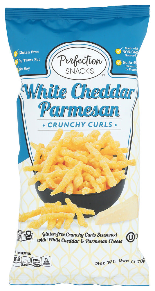 Perfection Snacks: White Cheddar Parmesan Crunchy Curls, 6 Oz