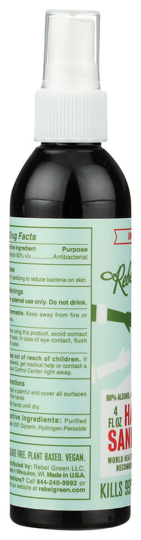 Rebel Green: Sanitizer Hand Unscented, 4 Oz