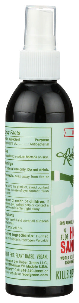 Rebel Green: Sanitizer Hand Unscented, 4 Oz