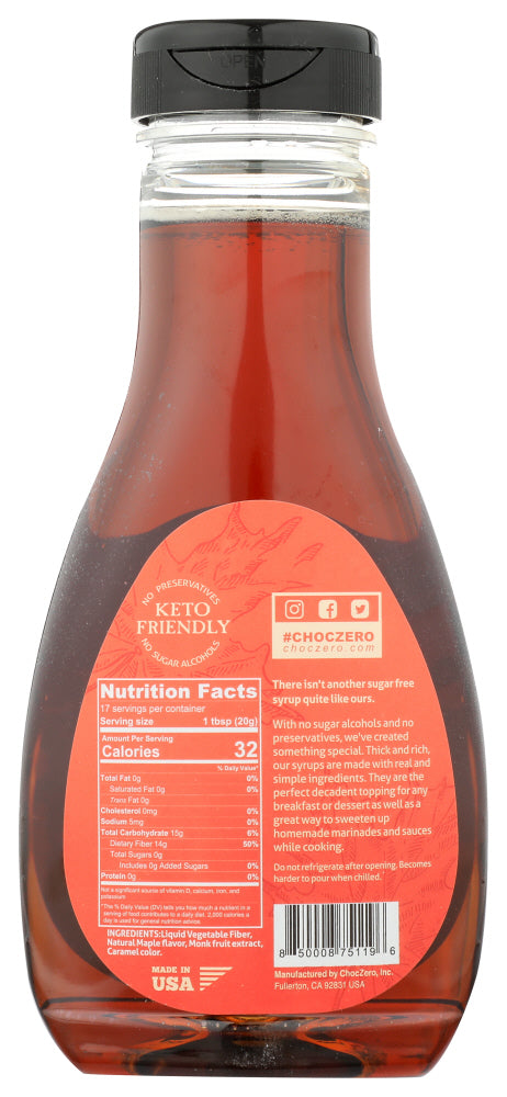 Choczero: Keto Maple Sugar Free Syrup, 12 Fo