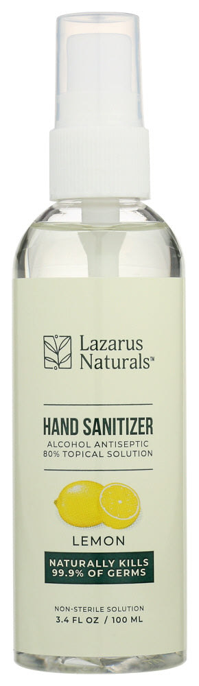 Lazarus Naturals: Liquid Hand Sanitizer Spray Lemon, 3.4 Fo