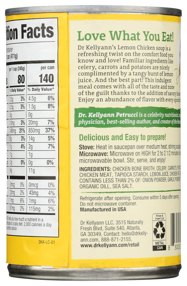 Dr Kellyann: Lemon Chicken Bone Broth Soup, 14.5 Oz