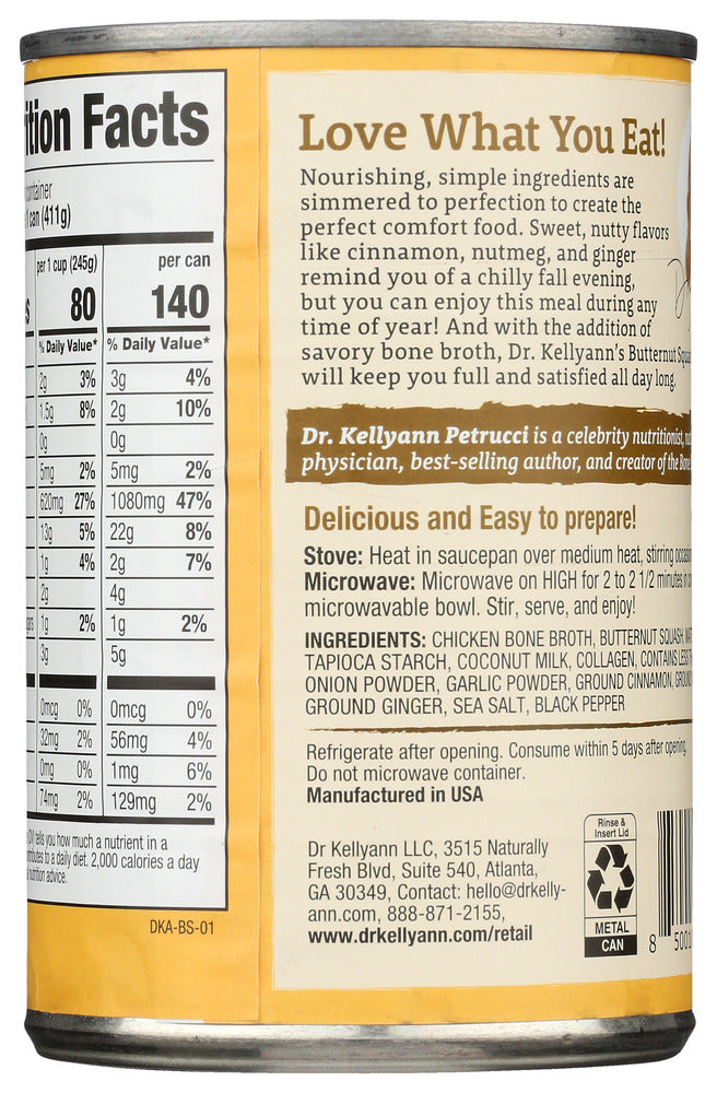 Dr Kellyann: Butternut Squash Bone Broth Soup, 14.5 Oz