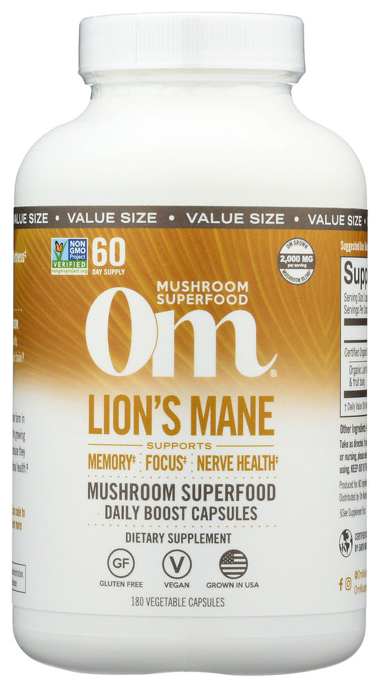 Om Mushrooms: Lions Mane Cp, 180 Cp