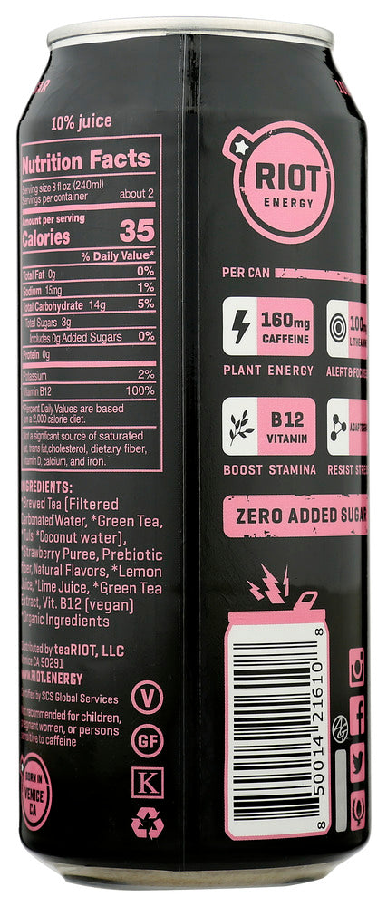 Riot Energy: Drink Strawberry Lemonade Energy, 16 Fo