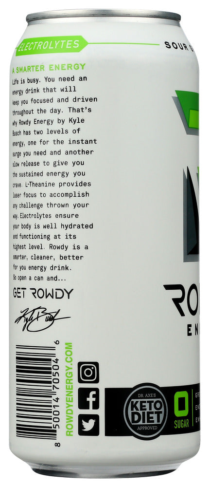 Rowdy Energy: Drink Energy Sr Grn Apple, 16 Fo