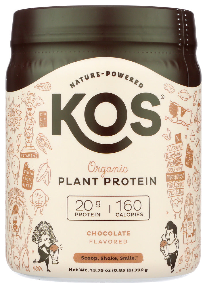 Kos: Organic Plant Protein Chocolate Powder, 13.75 Oz