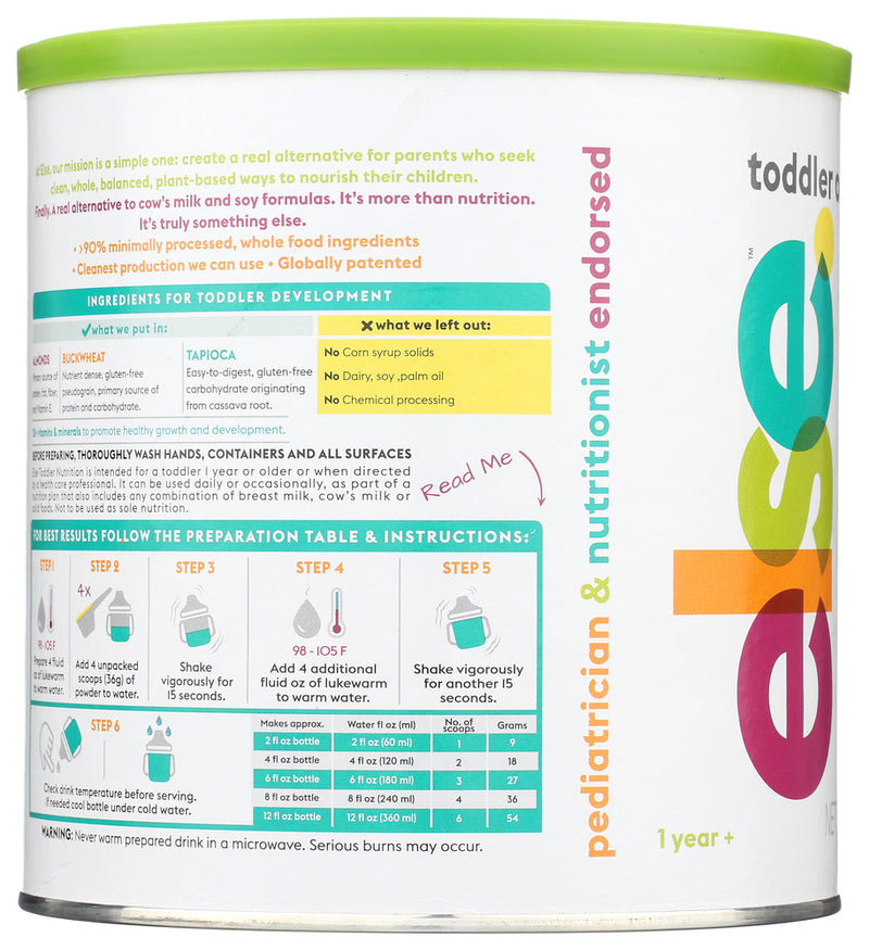 Else Nutrition: Plant Based Complete Nutrition For Toddlers, 22 Oz