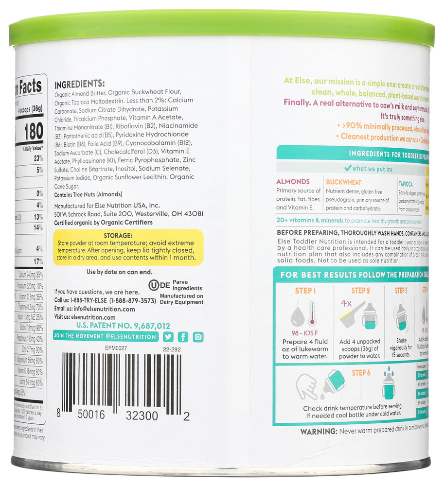 Else Nutrition: Plant Based Complete Nutrition For Toddlers, 22 Oz