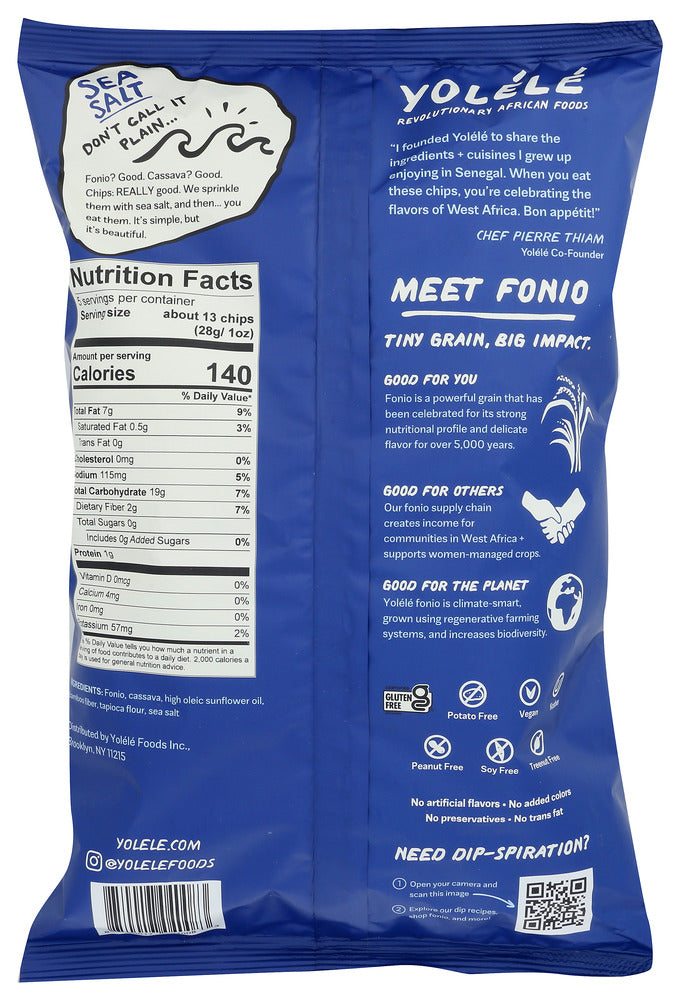 Yolele: Sea Salt Fonio Chips, 5 Oz