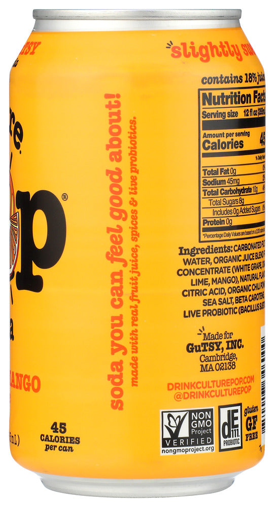 Culture Pop: Orange Mango Chili & Lime Probiotic Soda, 12 Fo