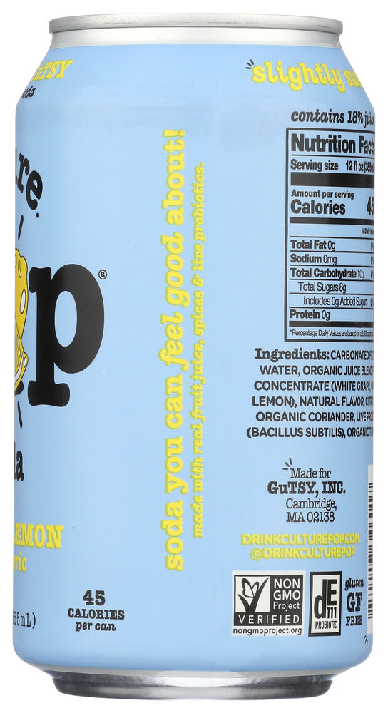 Culture Pop: Ginger Lemon & Turmeric Probiotic Soda, 12 Fo