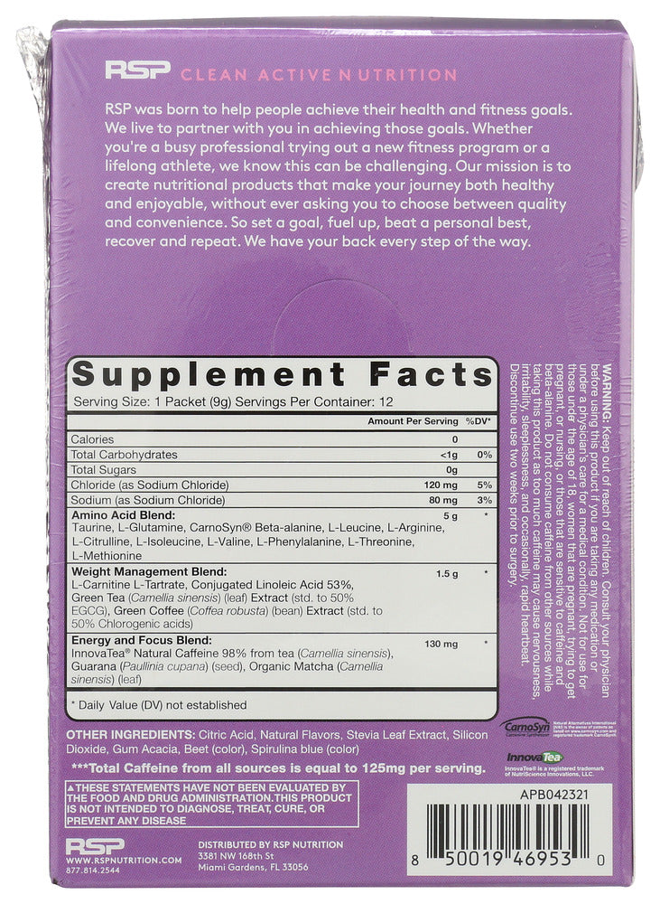 Rsp Nutrition: Amino Lean Acai, 12 Pk