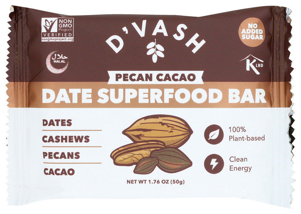 Dvash Organics: Chocolate Pecan Cocoa Nib Date Energy Bar, 1.76 Oz