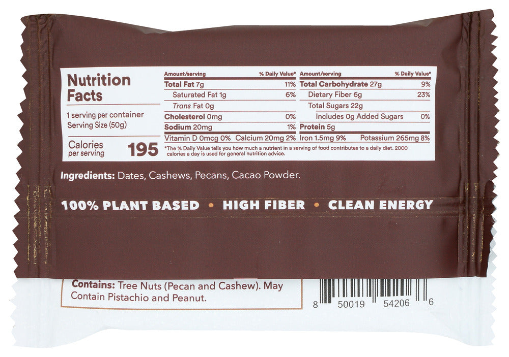 Dvash Organics: Chocolate Pecan Cocoa Nib Date Energy Bar, 1.76 Oz