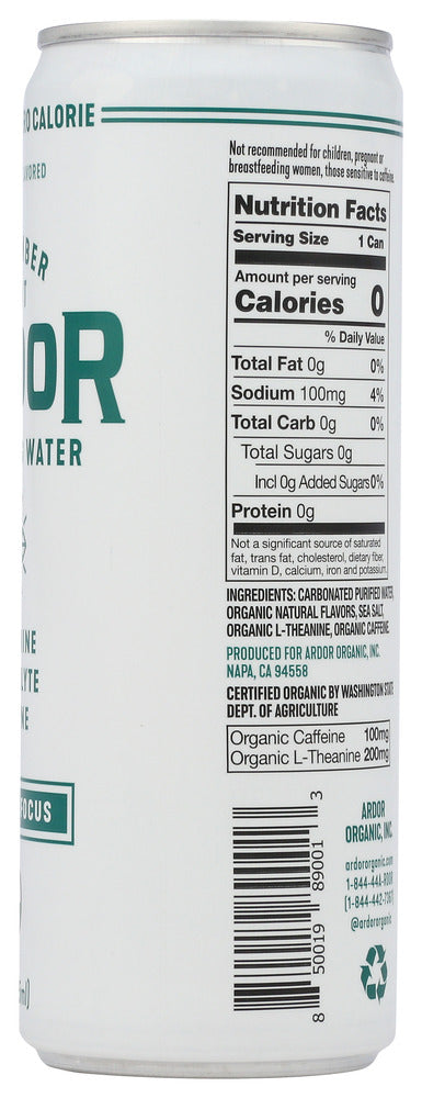 Ardor Organic: Cucumber Mint Sparkling Water, 12 Fo